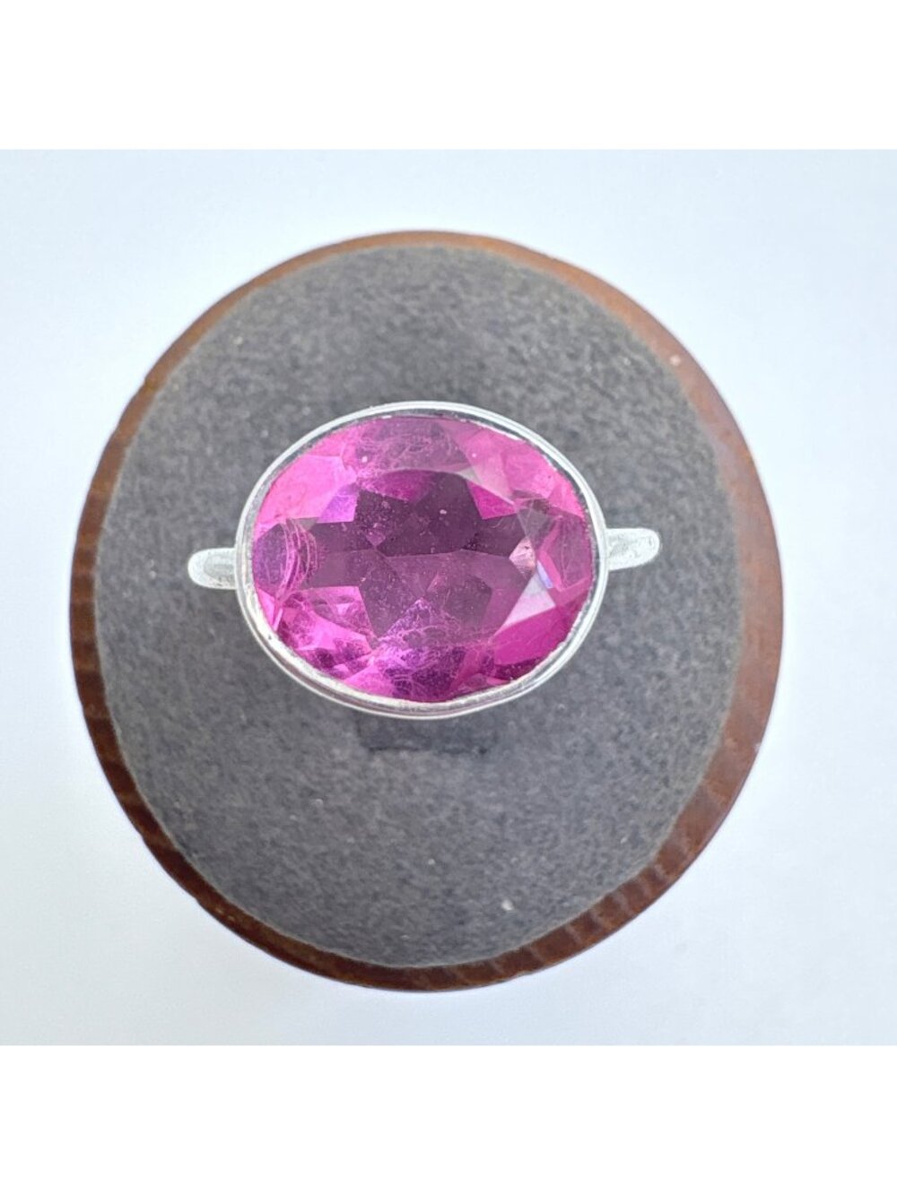 Pink Cubic Zirconia Statement Ring Sterling Silver 925 Size 9